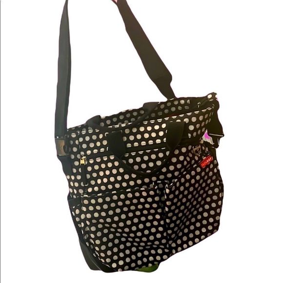Skip Hop tote polka dots black white diaper bag messenger style target designer - Picture 6 of 9